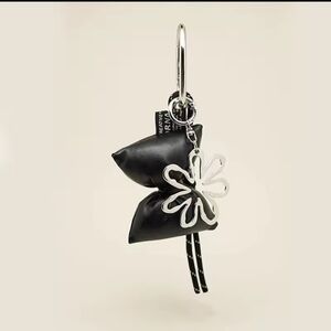 Faux Leather Bow & Flower Purse Charm